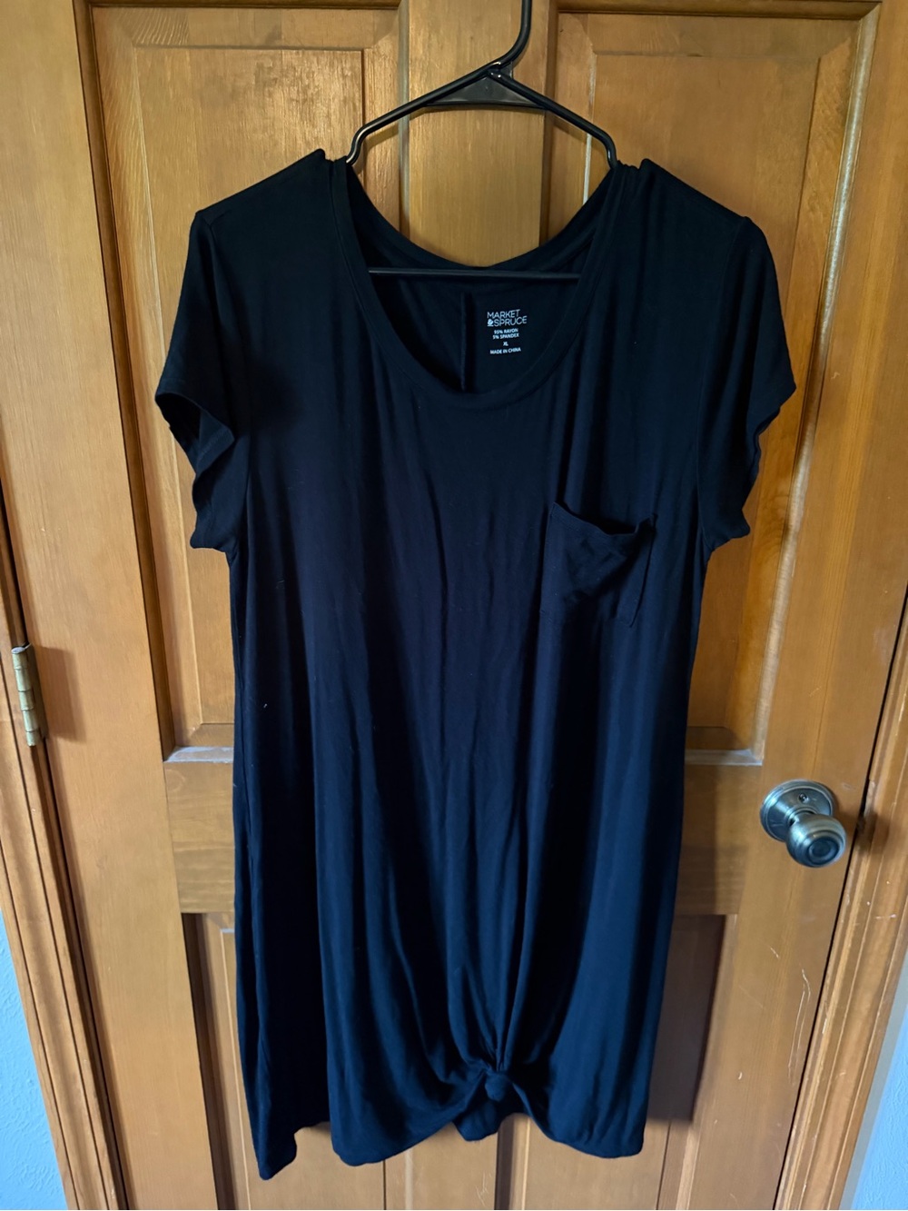 Market & Spruce Black Knot-Front T-Shirt Dress